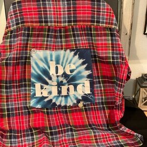 Upcycled Vintage flannel shirt.  Be Kind patch on back